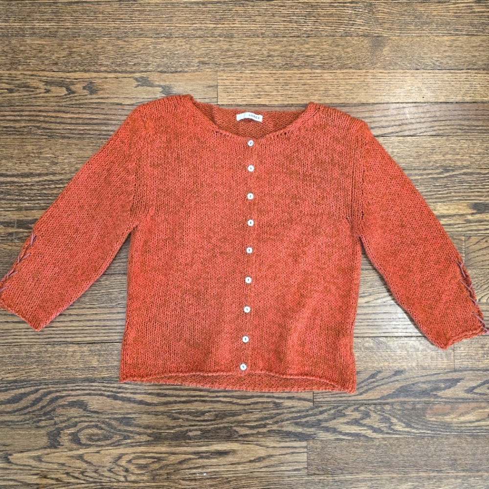 LAURIE B. Cozy Orange Cardigan
